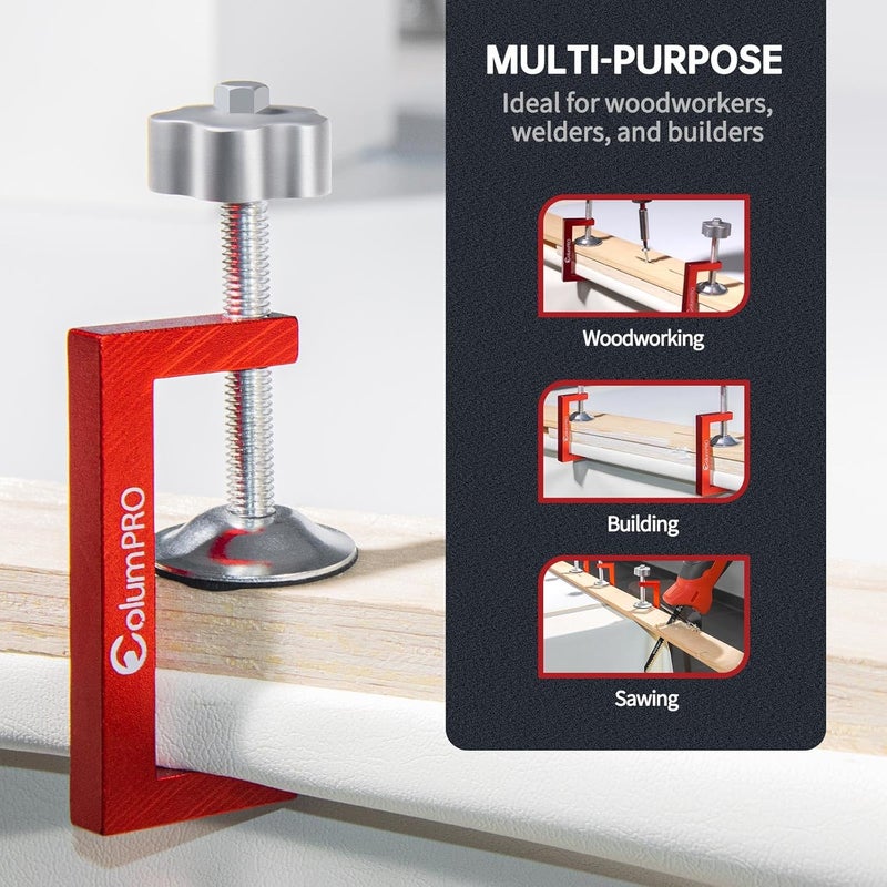 ColumPRO 2PCS Small C-Clamps 2 Inch, C Clamp for Woodworking, Welding and Construction, Features a 8mm Nob for Fastening with Electric Drill, Couch Clamps for Sectionals - Image 3